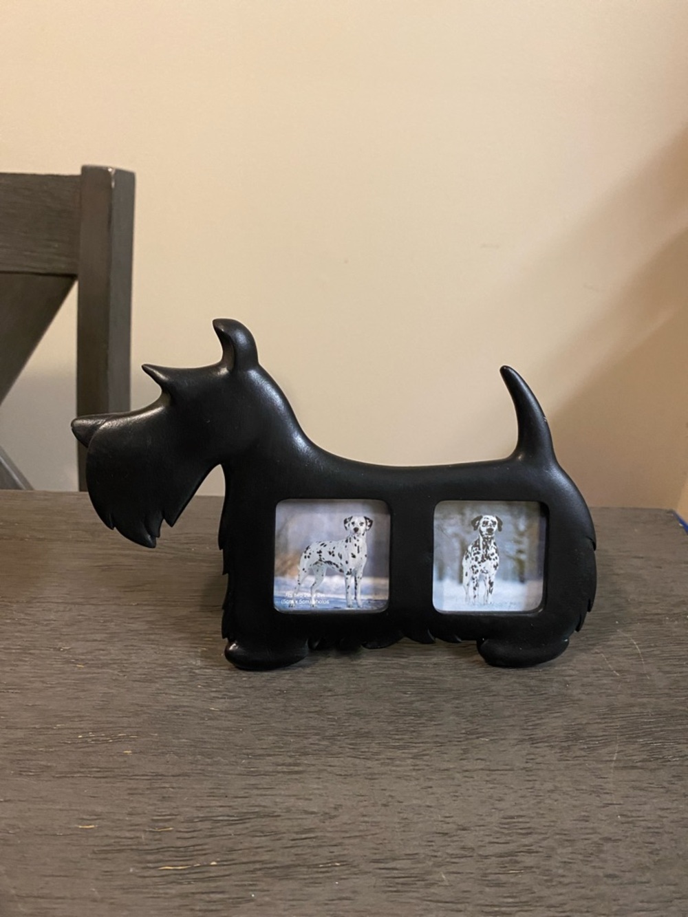 Black Scottie Dog Double Photo Frame